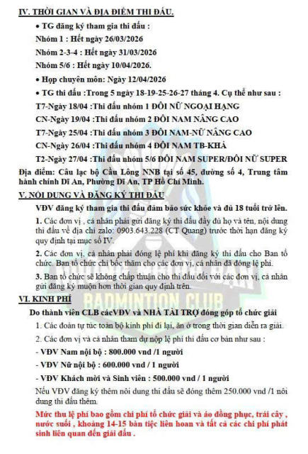 Điều lệ giải NNB&TBS Open lần VII – trang 2