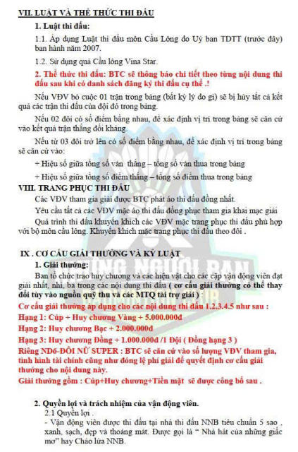 Điều lệ giải NNB&TBS Open lần VII – trang 3
