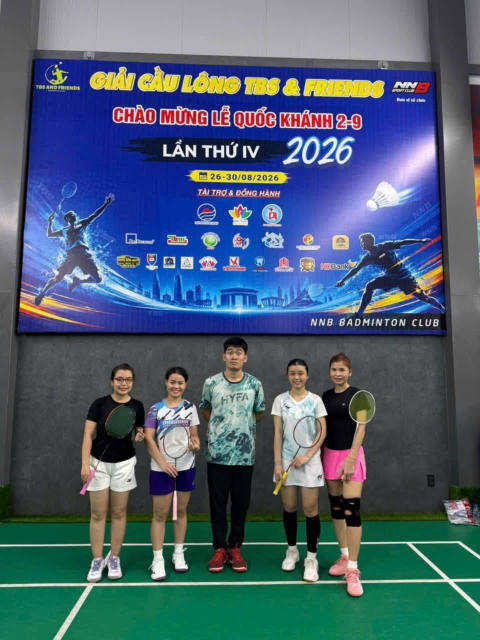 Players’ group photo at the TBS & Friends Badminton Tournament 2026, NNB Badminton Club