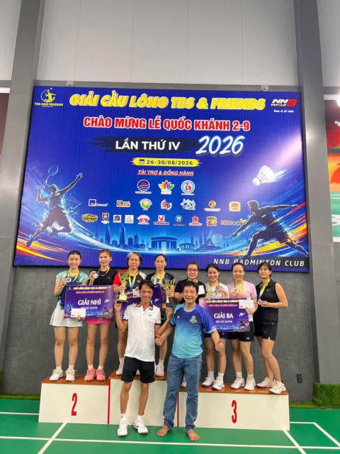 Winners on the podium – TBS & Friends Badminton Tournament 2026