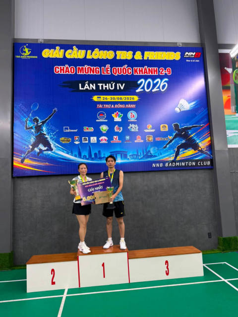 Winners on the podium – TBS & Friends Badminton Tournament 2026