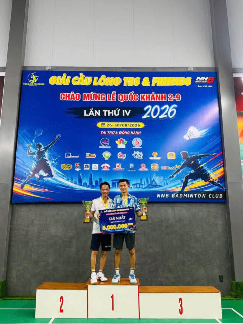 Winners on the podium – TBS & Friends Badminton Tournament 2026